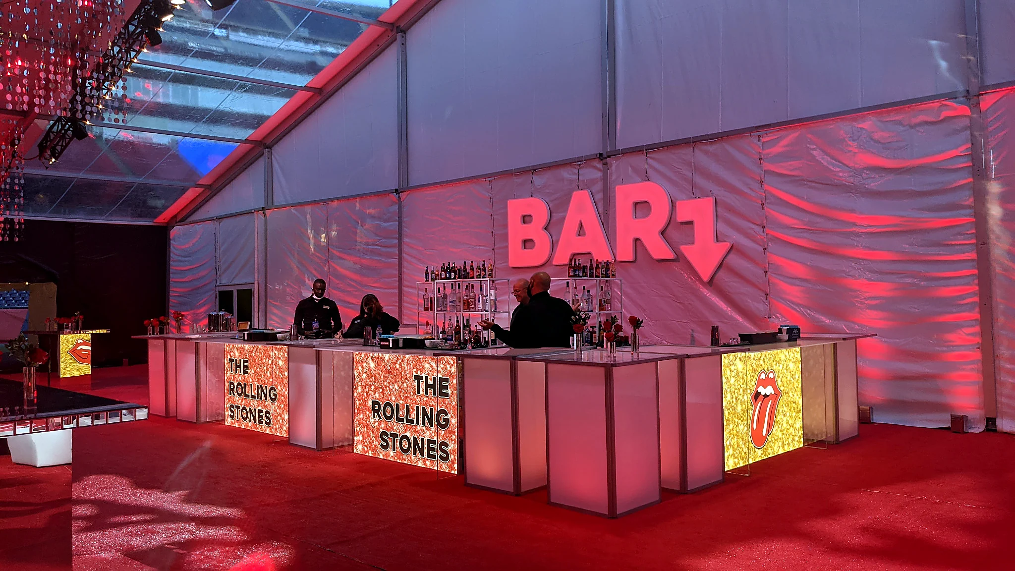 Custom music-themed illuminated bar installation for a private event